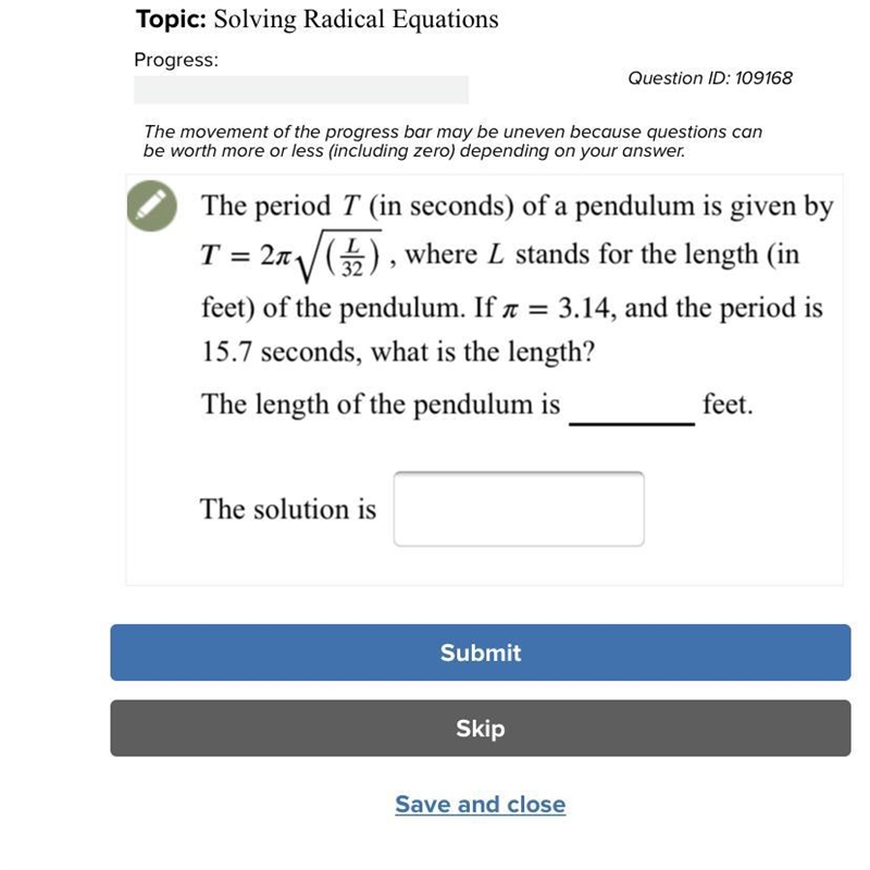 What is the length? The length of the pendulum is blank feet.-example-1