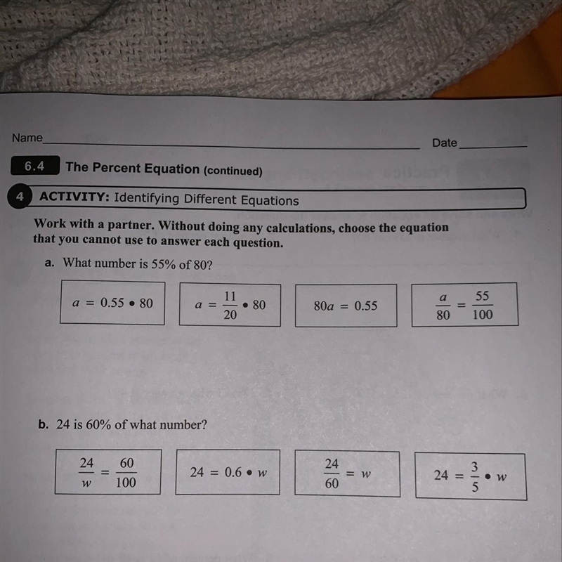 What equation can you not use to find the answer to question 1 a and b-example-1