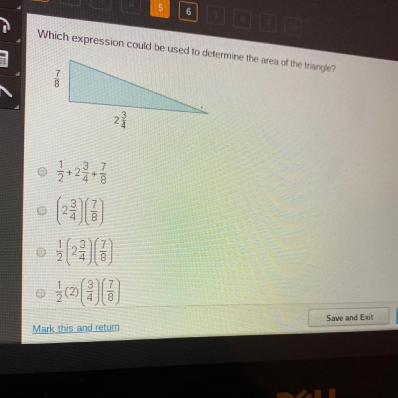 Which expression confused from the area of the triangle?-example-1