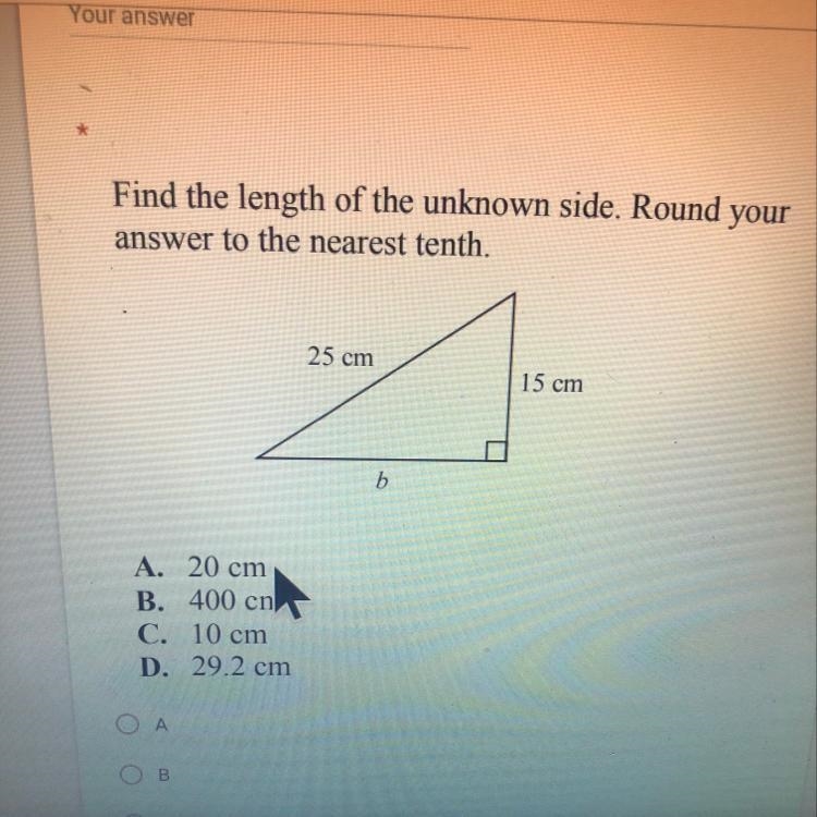 Find the length of the unknown side . round your answer to the nearest tenth may somebody-example-1