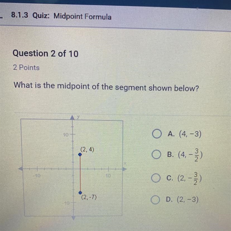 What is the midpoint of the segment shown below?-example-1