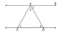 PLEASE HELP ITS URGENT!! Given: △ABC is isosceles; 1 ≅ 3 Prove: AB || CD-example-1