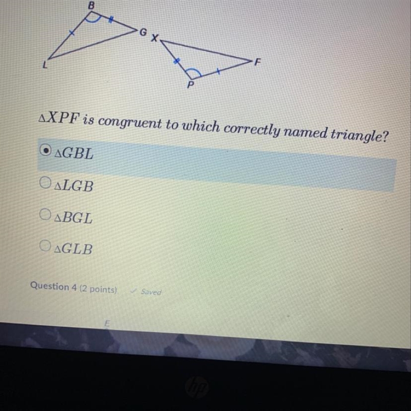 XPF is congruent to which correctly named triangle-example-1