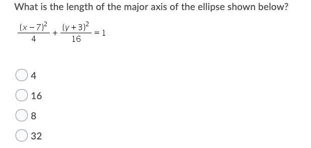 What is the length of the major axis of the ellipse shown below-example-1