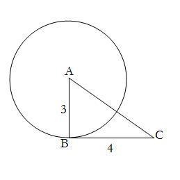 Find the length of AC if BC is tangent to circle A. A) 25 B) 5 C) 7 D) √7 E) None-example-1