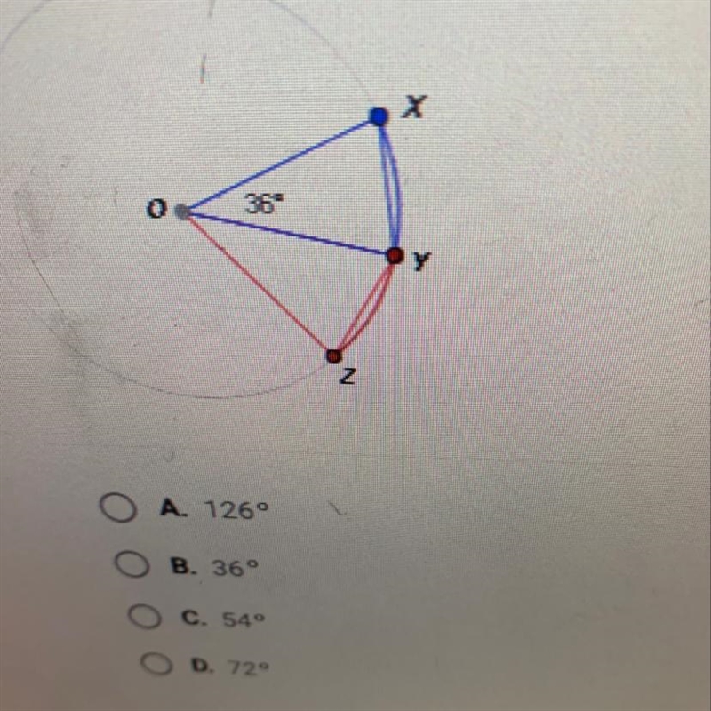 If chord XY is congruent to chord YZ. what is the measure of YOZ?-example-1