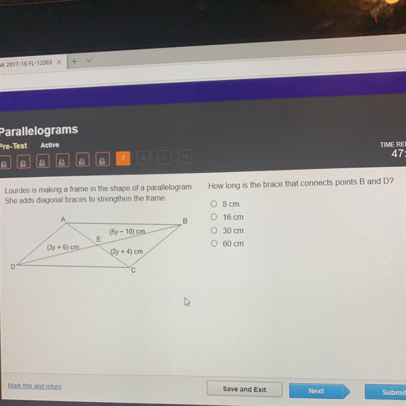 How long is the brace that connects points B and D?-example-1