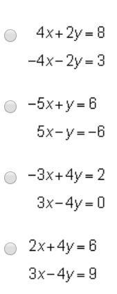 Which system of equations has only one solution?-example-1