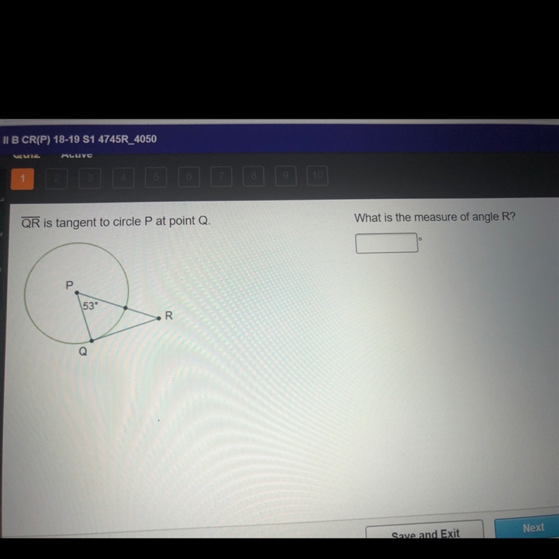 What is the measure of angle R ?-example-1