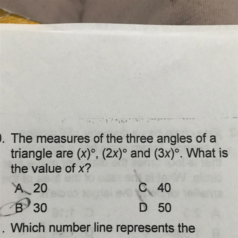 The measures of the three angles of a triangle are (X)°,(2x)°and (3x)° what is the-example-1