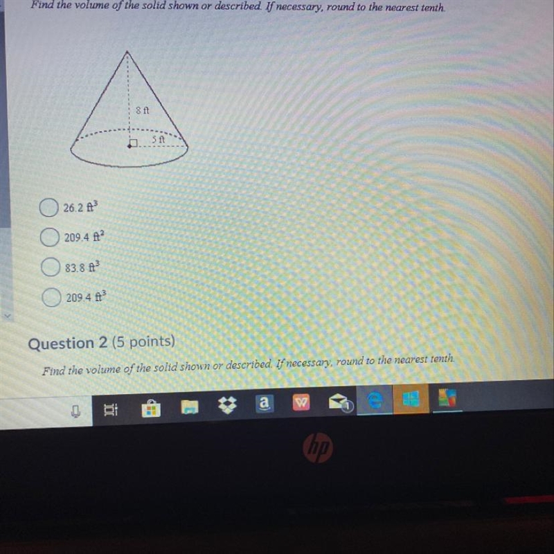 Find the volume of the solid shown or described. If necessary, round to the nearest-example-1