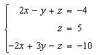 Solve the system by substitution. system A. (–8, 7, 5) B. (–8, –7, 5) C. (8, –7, 5) D-example-1