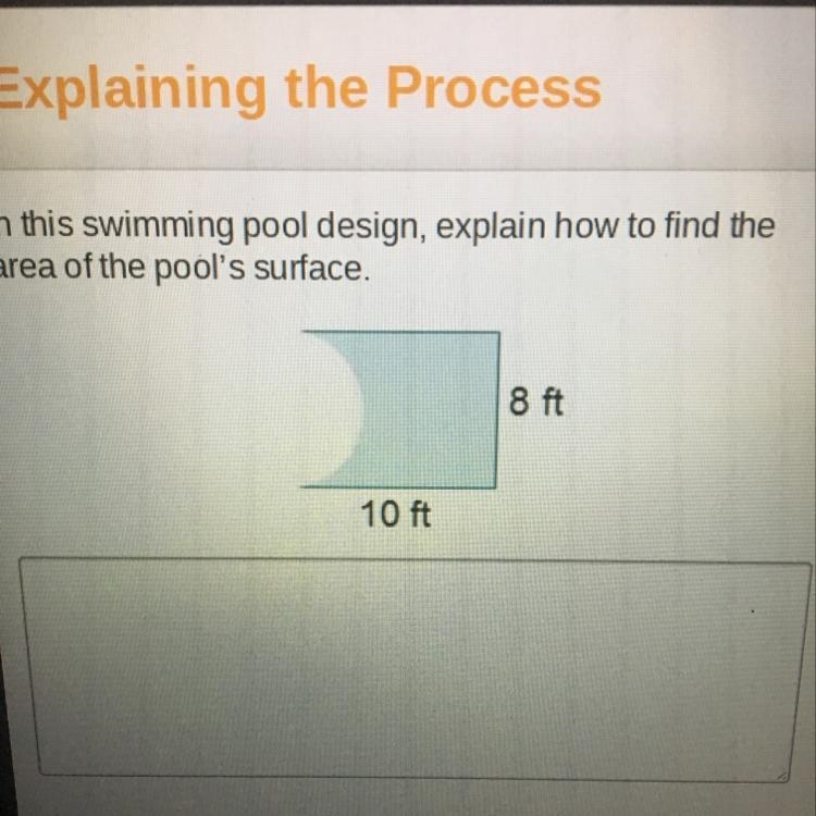 In the swimming pool design explain how to find the area of the pool surface-example-1