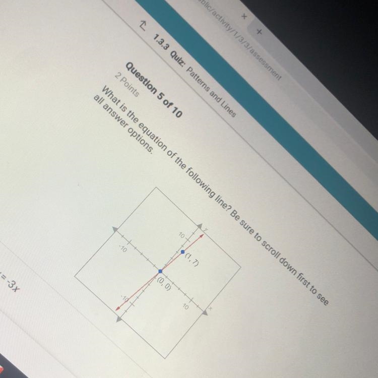 What equation of the following line? Be sure to scroll down first to see all answer-example-1