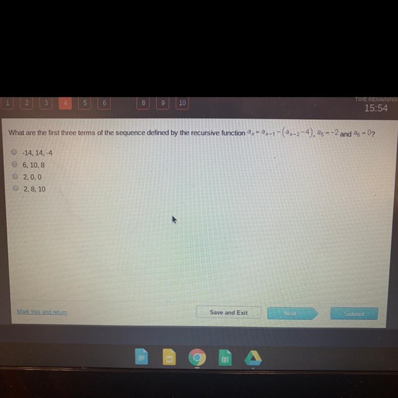 What are the first three terms of the sequence defined by the recursive function , and-example-1