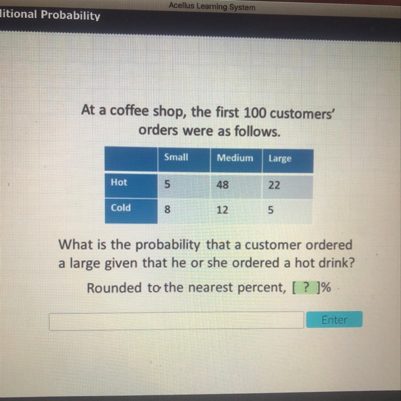 What is the probability that a customer ordered a large given that he or she ordered-example-1