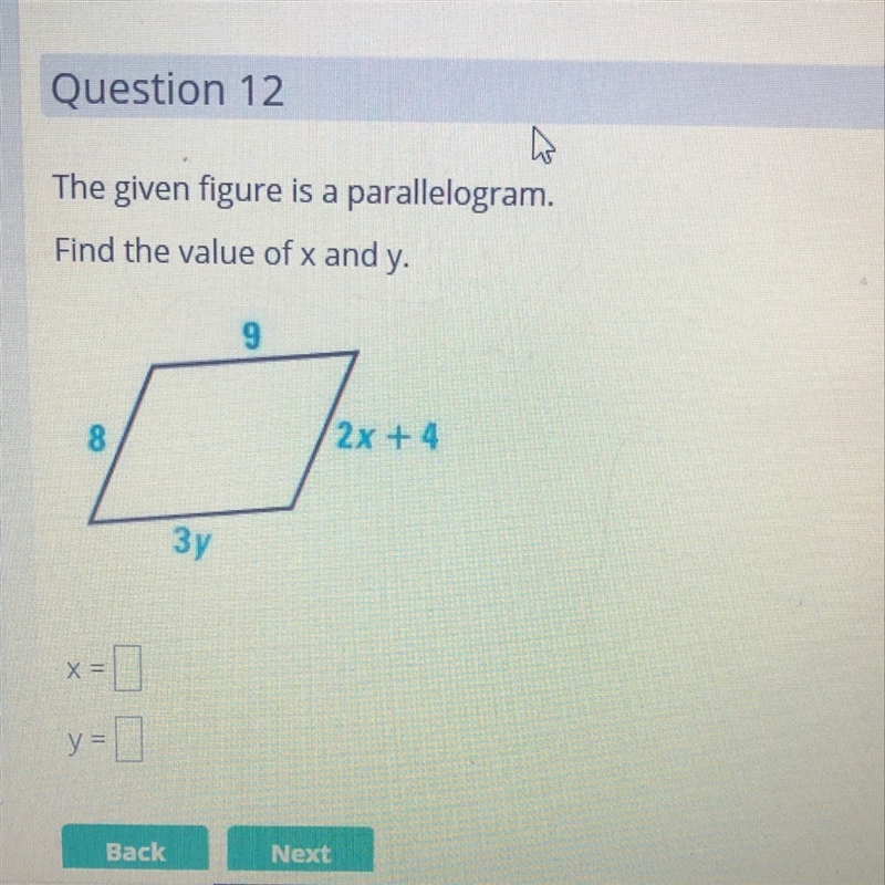 Find the value of x and y-example-1