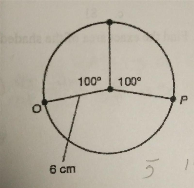 Calculate the length of a minor arc OP in terms of π​-example-1