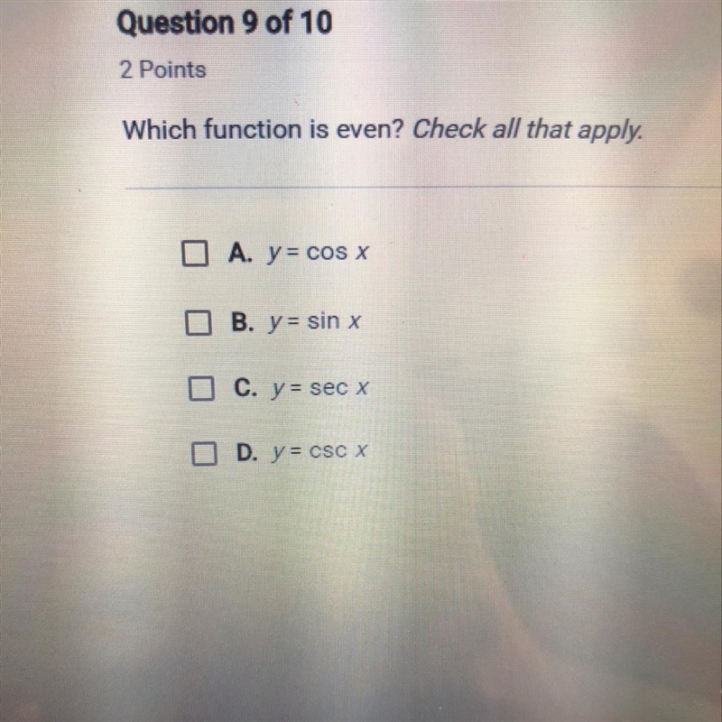 Which function is even? check all that apply.-example-1