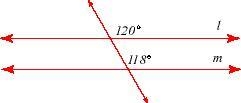 From the following figure, why can you not conclude that lines l and m are parallel-example-1