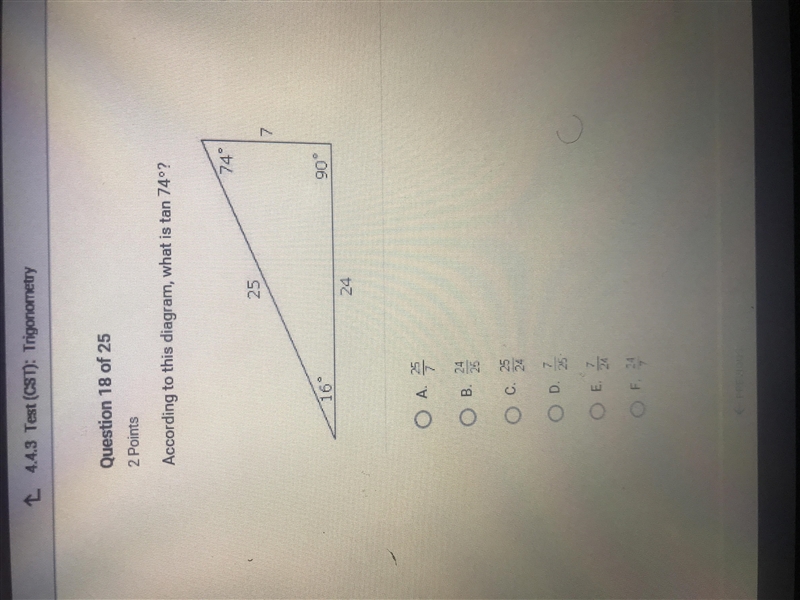 Hellpo? According to this diagram what is tam 74 degrees?-example-1