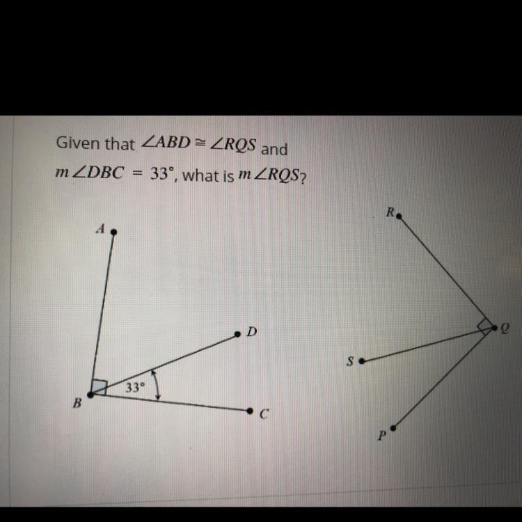 A. 67 degrees B. 90 degrees C. 33 degrees D. 57 degrees-example-1