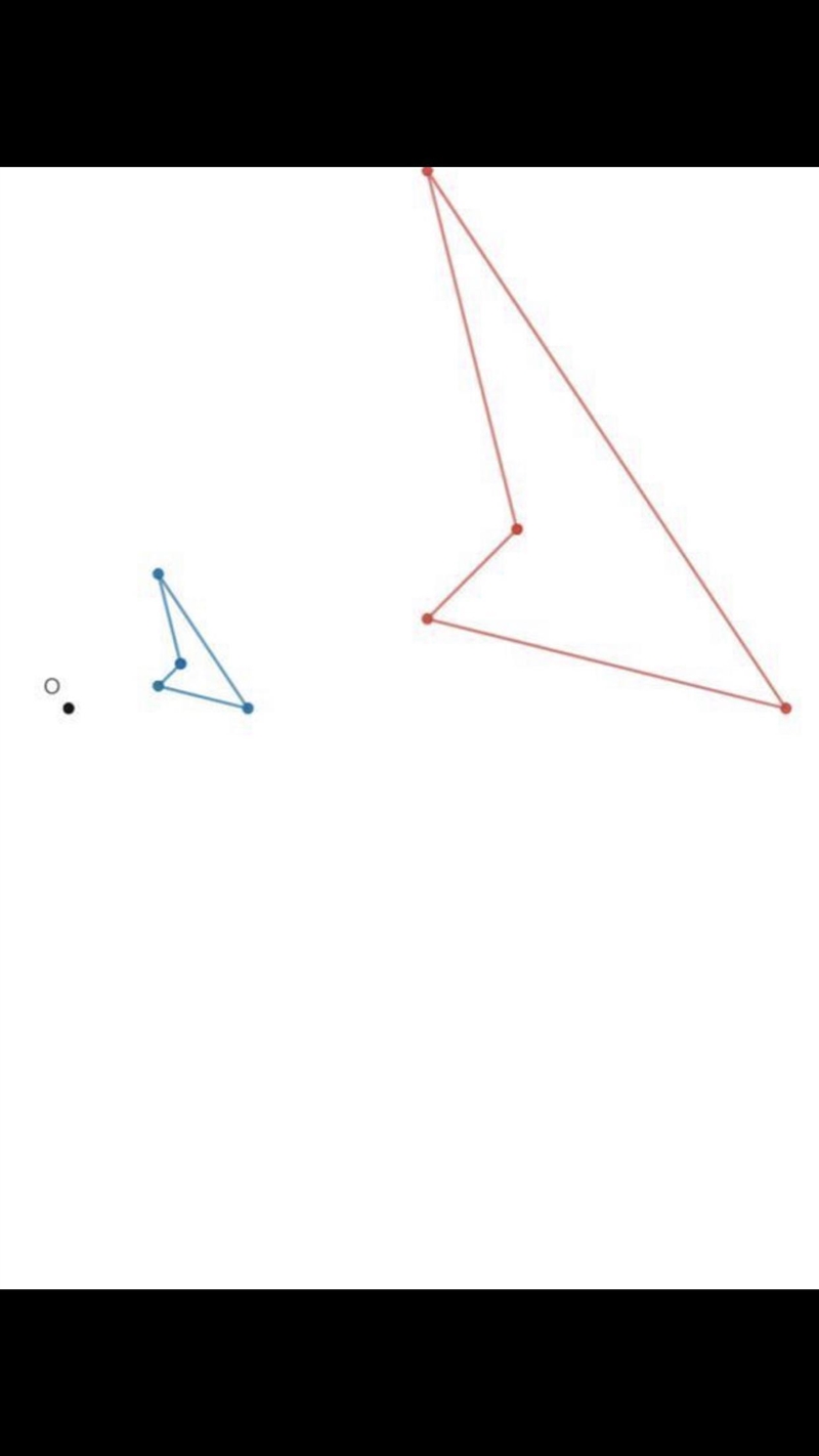 What is the approximate scale factor dilating from the blue image to the red image-example-1