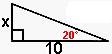 Which of the following equations can be used to solve for x? tan20=x/10 tan20=10/x-example-1