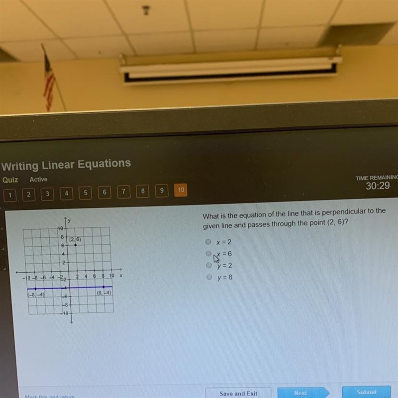 What is the equation of the line that is perpendicular to the given line and passes-example-1