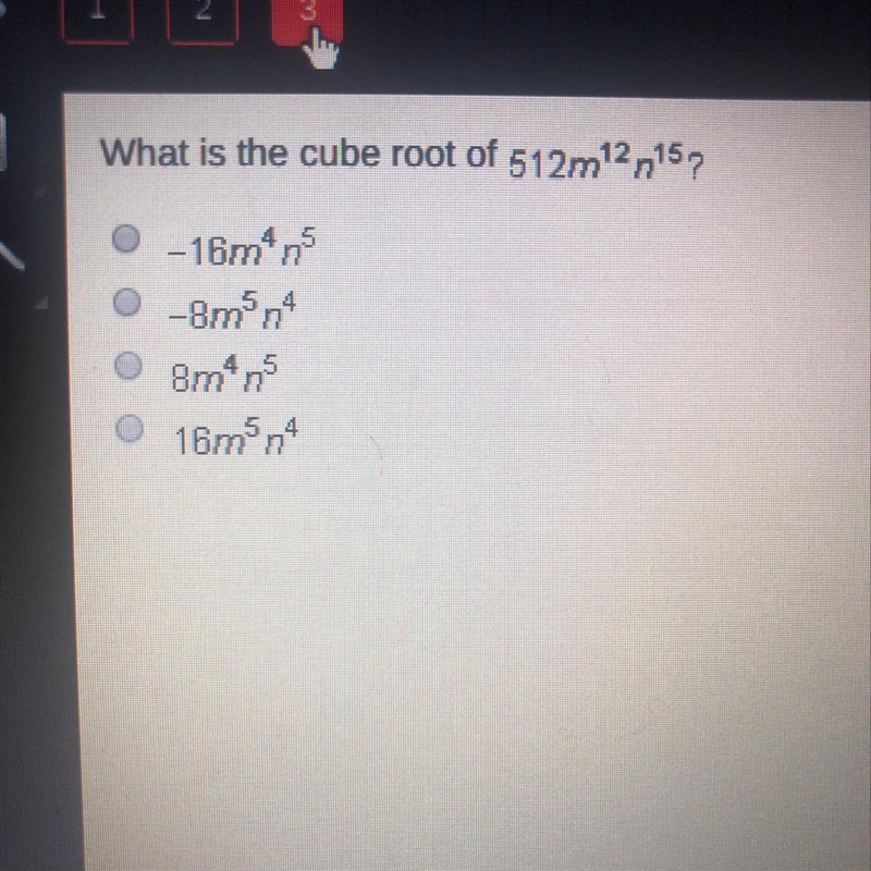 What is the cube root of 512m12n15 Could anyone plz help me?-example-1