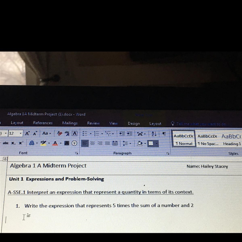 Write the expression that represents 5 times the sum of a number and 2. HELP ASAP-example-1