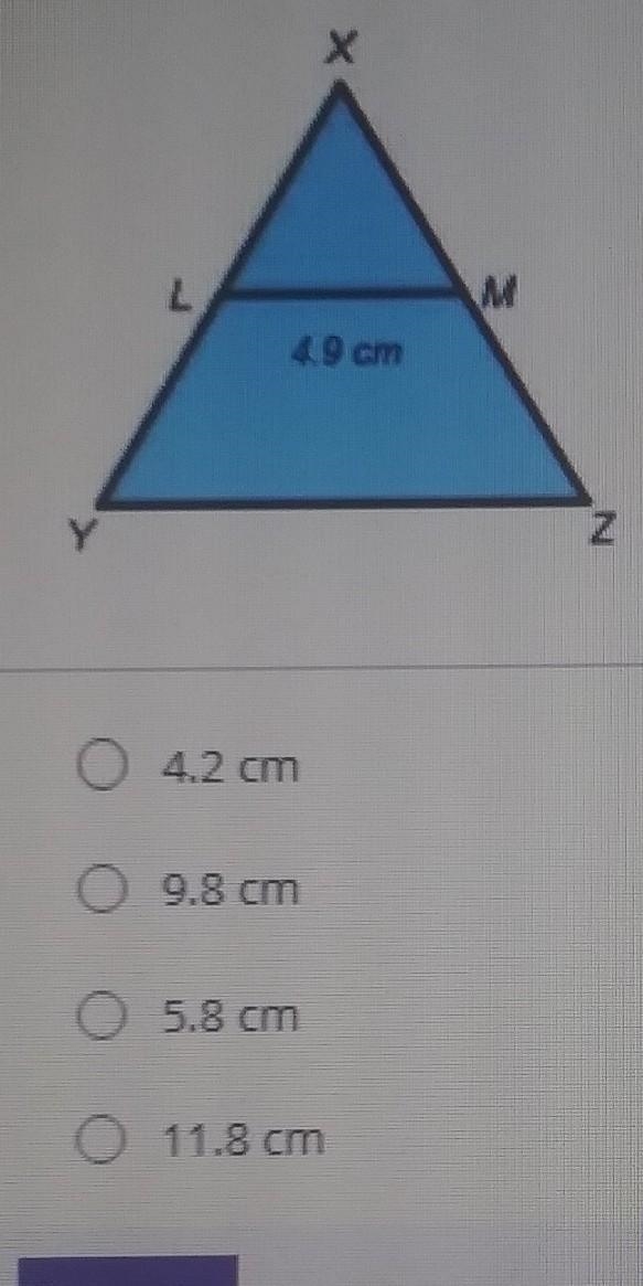 In the triangle XYZ, LM is the mid segment. Find the length of YZ.​-example-1