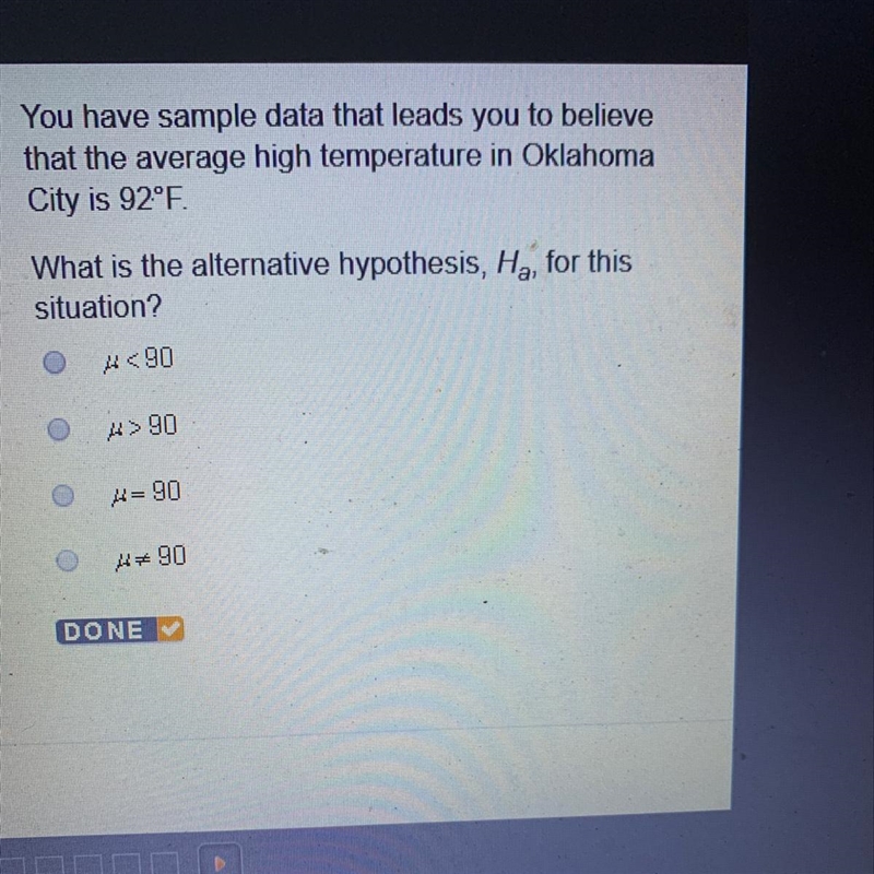 You have sample data that leads you to believe that the average high temperature in-example-1