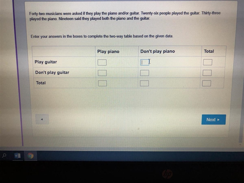 Two way table on given data help. I don’t understand how to place it on table.-example-1