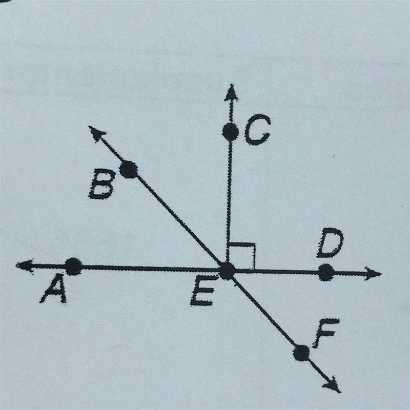 1. Name a pair of vertical angles. 2. Name a pair of complementary angles. 3. Name-example-1