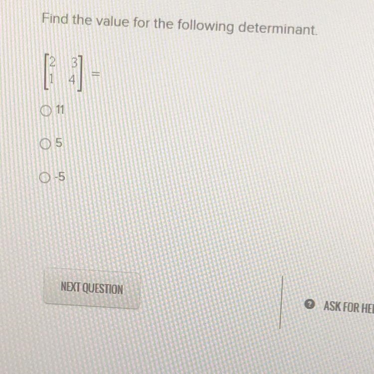 What’s the answer for this problem A. 11 B. 5 C. -5-example-1