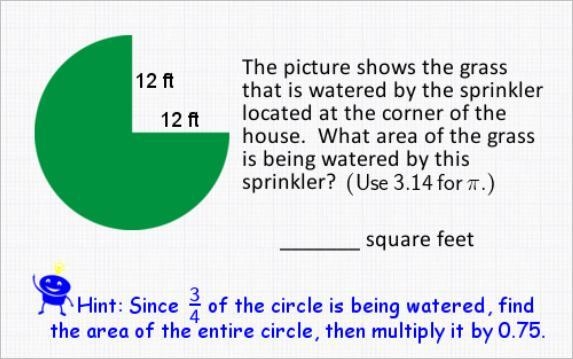 What area of the grass is being watered by this sprinkler-example-1