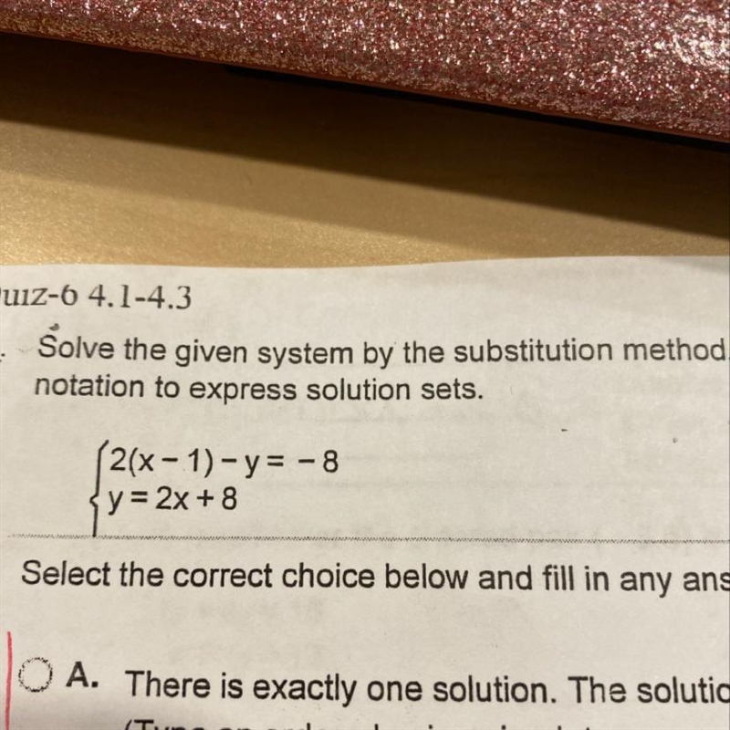 2(x-1)-y=-8 y=2x+8 substitution method-example-1