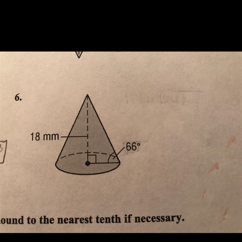 How do i find the volume of this cone?-example-1