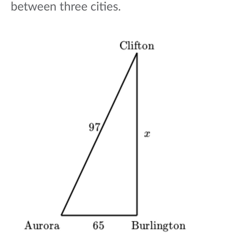 The image shows the distances in miles between three cities. How much closer is it-example-1