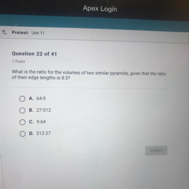 What is the ratio for the volumes of two similar Pyramids, given that the ratio of-example-1