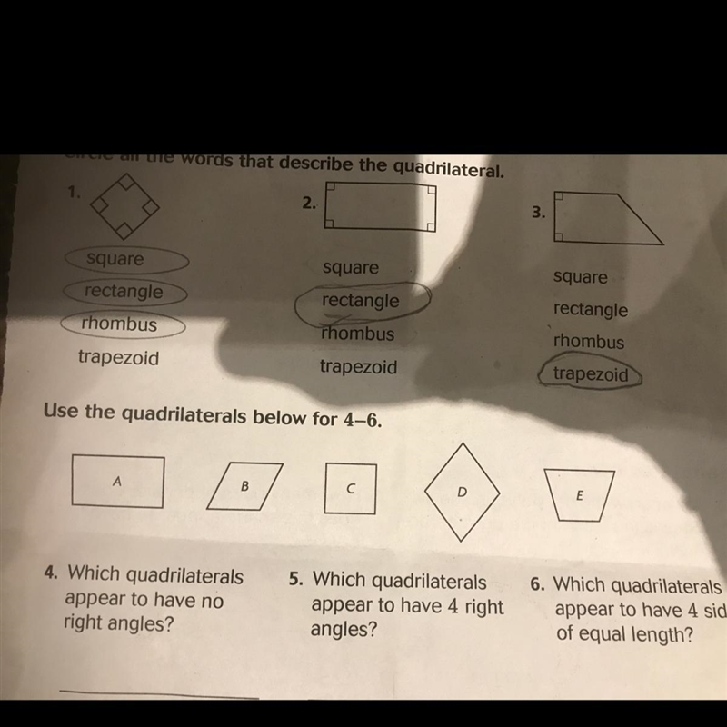 4.which quadrilaterals appear to have no right angles-example-1