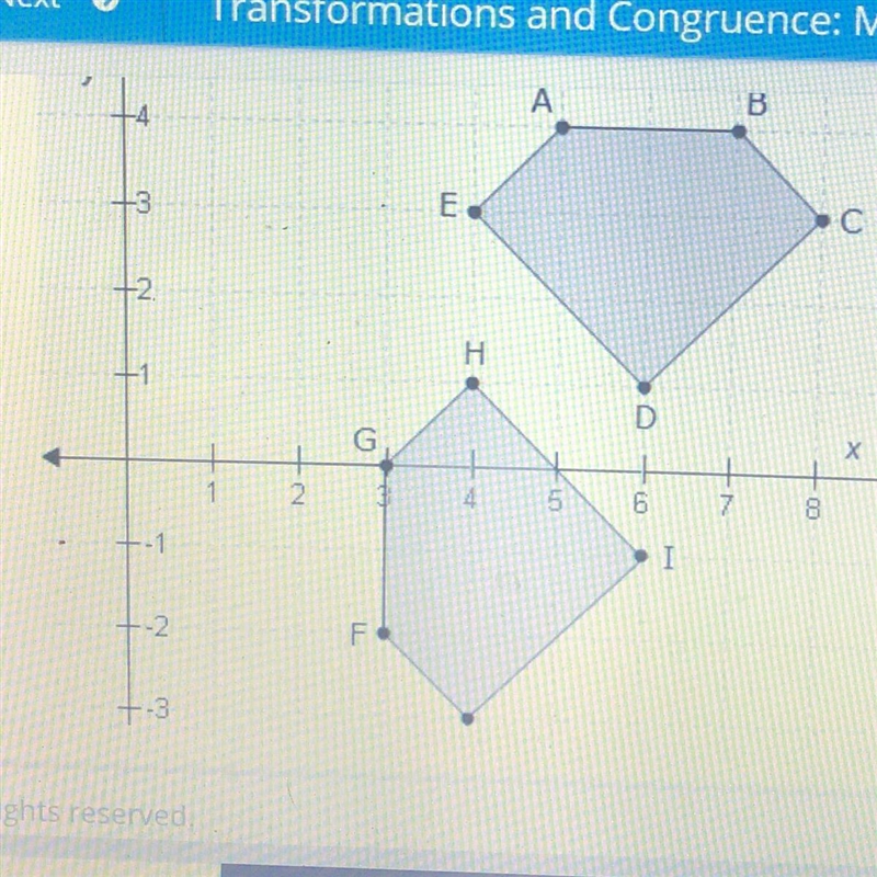 A sequence of two transformations that can be used to show that polygon ABCDE is congruent-example-1