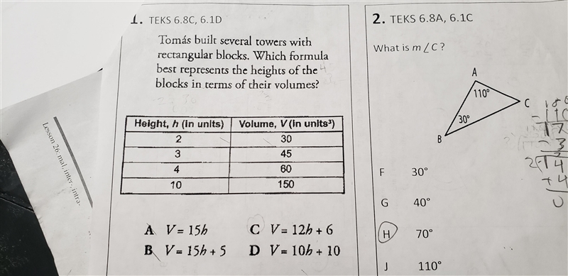 Tomás built several towers with rectangular blocks. Which formula best represents-example-1