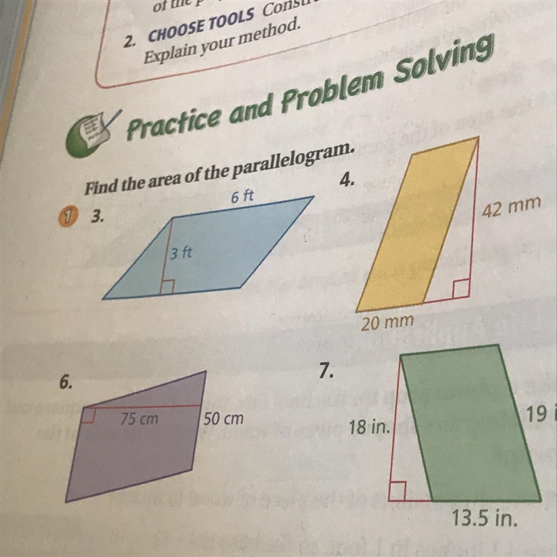 Find the area of these 4 parallelograms.-example-1