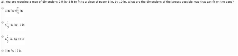 You are reducing a map of dimensions 2 ft by 3 ft to fit to a piece of paper 8 in-example-1