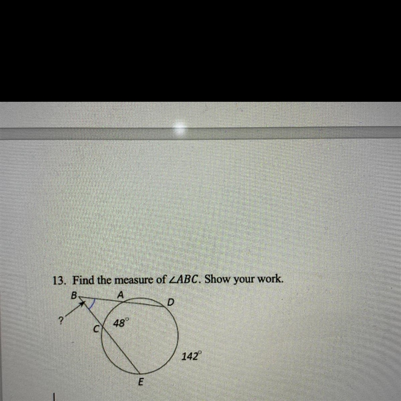 Find the measure of ABC. Show your work.-example-1