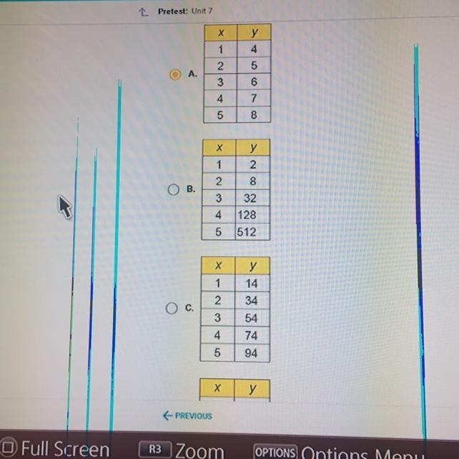 These tables of values represent continuous functions. In which table do the values-example-1