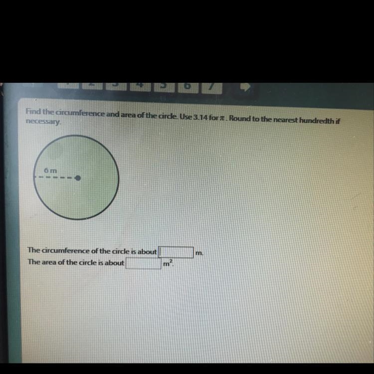 What’s the circumstance and the area of the circle use 3.14-example-1