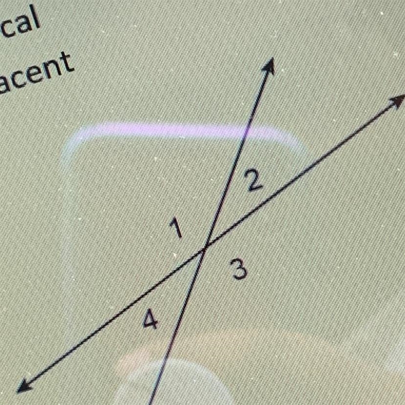 What type of angle is this? A. Linear pair B. Vertical C. Adjacent-example-1